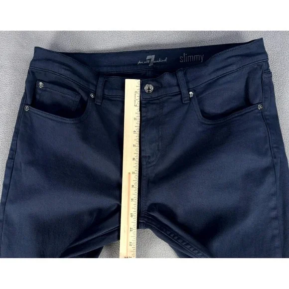7 For All Mankind Pants Mens 34x32 Blue Slimmy Stretch Quiet Luxury Minimalist - Picture 7 of 11